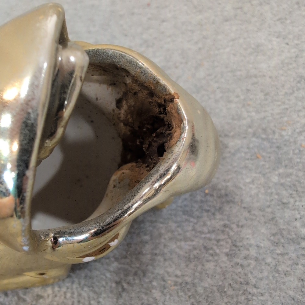 Vintage‎ Gold Ceramic Elephant Ashtray Figurine Trunk Up Made in Japan - Picture 3 of 5